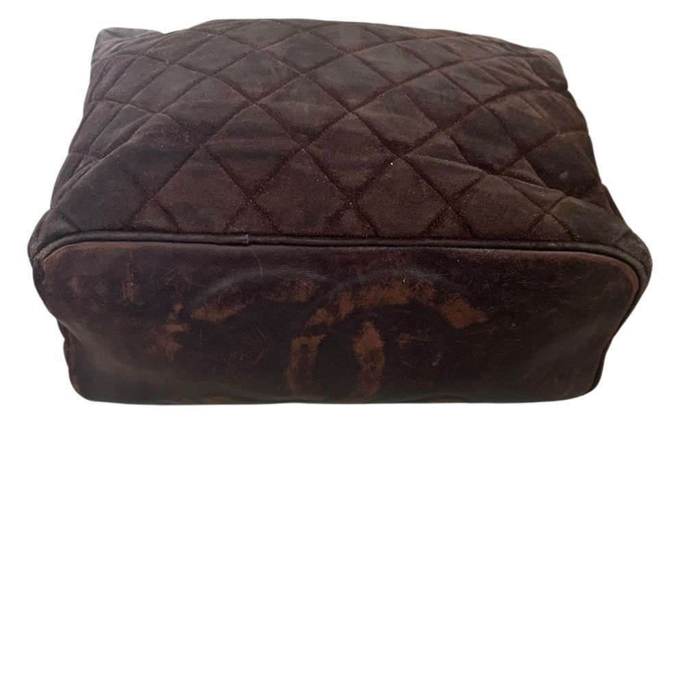 CHANEL Dark Brown Quilted Tote with Gold Chain - Picture 5 of 16